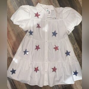 Peach Love California White and Red Mini Dress